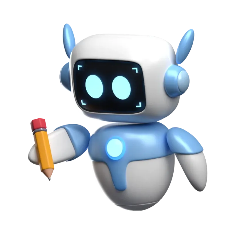 Friendly AI robot illustration inviting visitors to contact Clyrix Digital